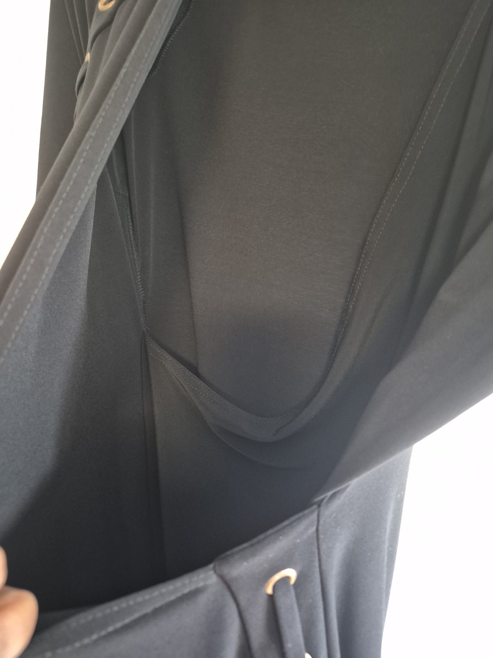 Joseph Ribkoff Black Wrap Dress Gold Grommet Detail 3/4 Sleeve Midi Dress - Picture 5 of 7